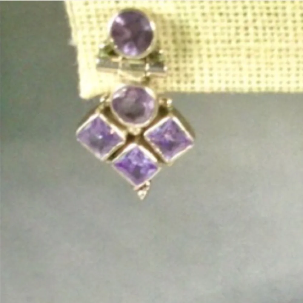 Vintage Amethyst 925 Sterling Silver Earrings - Picture 6 of 9